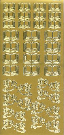 Konturensticker gold, Bibel und Tauben